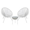 Set (Τραπ+2 Πολ) Μετ.Άσπρο, Plastic Rattan Άσπρο Τρ.D50x50cm/Πολ.73x76x89cm