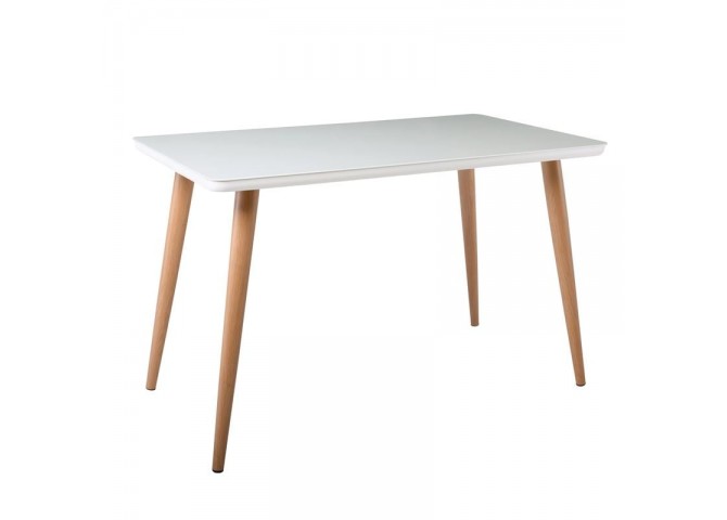 Τραπέζι Βαφή Φυσικό/Γυαλί Άσπρο 130x80x75cm