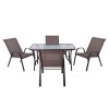 Set (Τραπ.120x70cm+4 Πολ) Μετ.Καφέ/Text.Καφέ Πολ:55x72x91cm