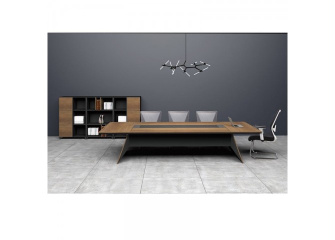Τραπ.Συνεδρίου 240x130cm Σκ.Καρυδί/Μαύρο
