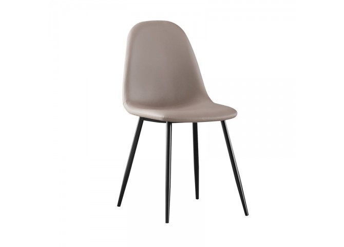 CELINA Καρέκλα Μεταλλική Μαύρη, Pvc Cappuccino