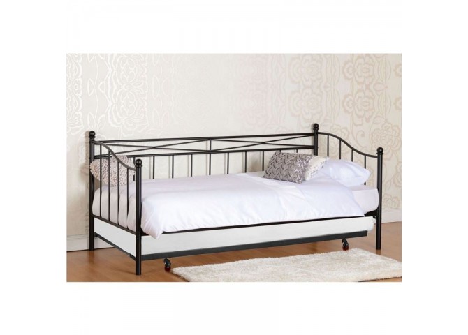 MARIN Set Daybed+Βοηθ.Κρεβ+Στρώματα (90x190+85x185) Steel Μαύρο