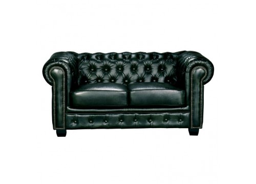 CHESTERFIELD 689 Καναπές Σαλονιού Καθιστικού 2Θέσιος / Δέρμα Antique Green