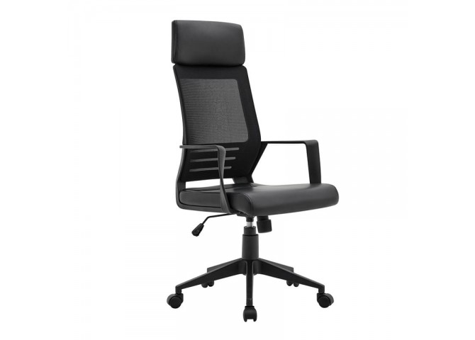 BF2500 Πολυθρόνα Γραφείου Διευθυντή Mesh Μαύρο - Pu Μαύρο