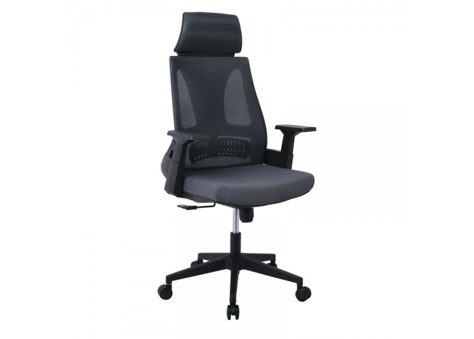 BF8750 Πολυθρόνα Γραφείου Διευθυντή Mesh Γκρι - Ύφασμα Γκρι