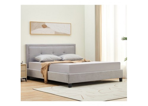 BECO Κρεβάτι Διπλό για Στρώμα 150x200cm, Ύφασμα Ανοιχτό Γκρι