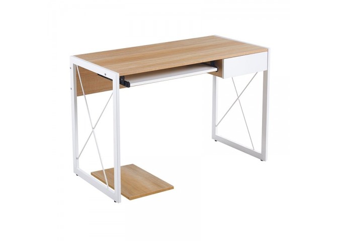 UNIT Γραφείο Η/Υ, Μέταλλο Βαφή Άσπρο, Melamine Απόχρωση Sonoma