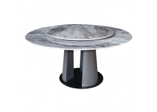 LAZY SUSAN Τραπέζι με κεντρική Περιστρεφόμενη επιφάνεια, Βάση Μέταλλο-Επιφάνεια Μάρμαρο