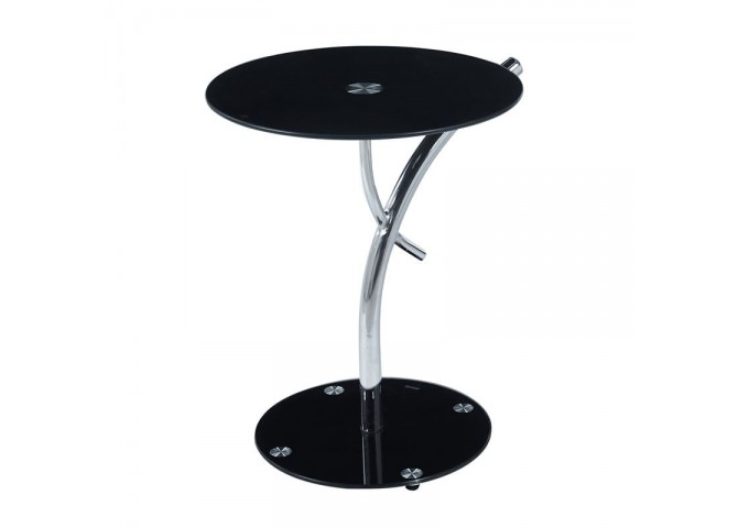 RAVEL Side Table D.50xH58cm, Glass Black