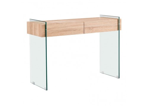 GLASSER Wood Console Clear 12mm Glass/Sonoma 110x40x76cm