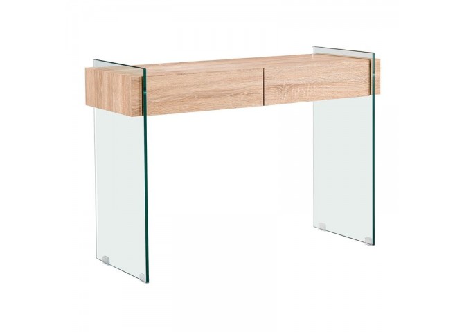 GLASSER Wood Console Clear 12mm Glass/Sonoma 110x40x76cm