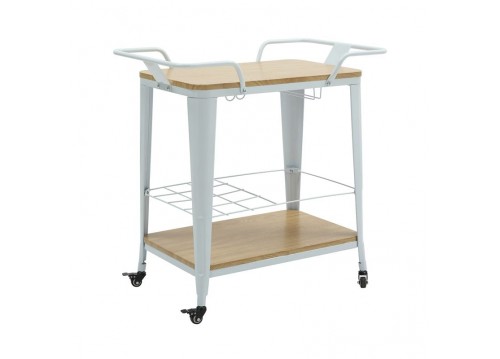 RELIX Trolley Bar-Pro Μέταλλο Βαφή Άσπρο, MDF Απόχρωση Φυσικό