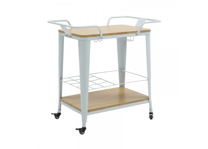 RELIX Trolley Bar-Pro Μέταλλο Βαφή Άσπρο, MDF Απόχρωση Φυσικό