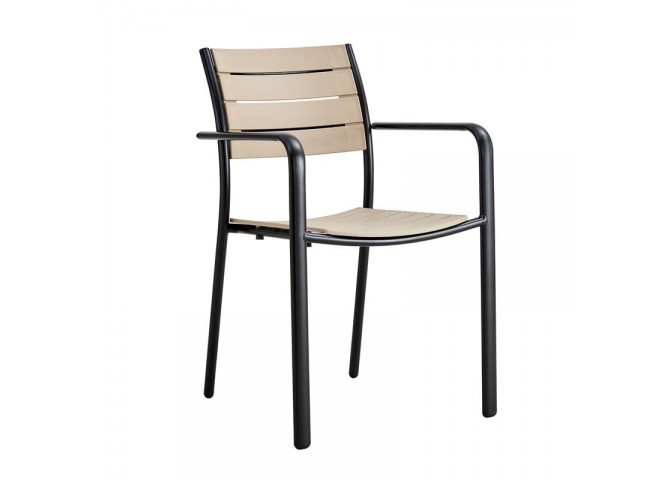 SAGA Armchair Metal Black/PP-UV Tortora