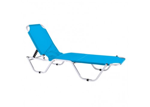 CRETA Alu Lounger, Light Blue Textilene