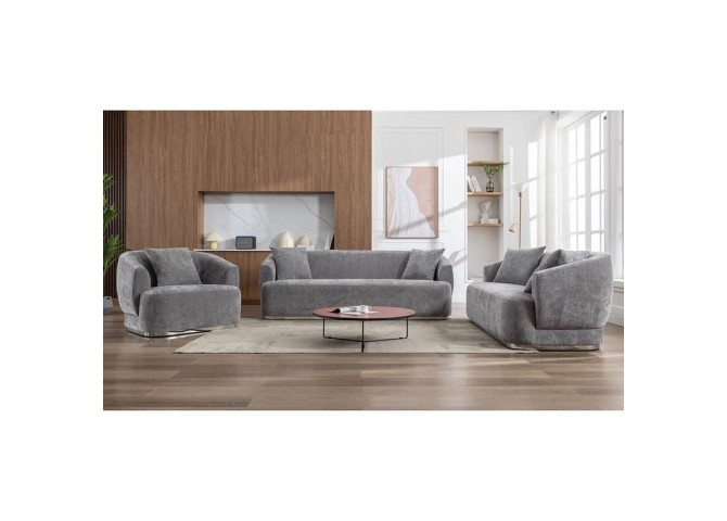 CARACAS Sofa Set (1+2+3) Grey Fabric