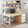 PC Metal Desk 3 Drawers/3 Shelves 120x50x74/147cm White/Natural