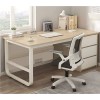 PC Metal Desk (3 drawers) 120x48x74cm White/Natural