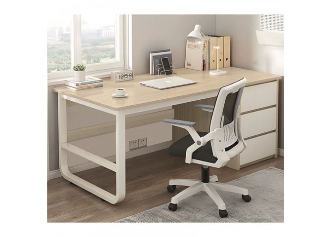 PC Metal Desk (3 drawers) 120x48x74cm White/Natural
