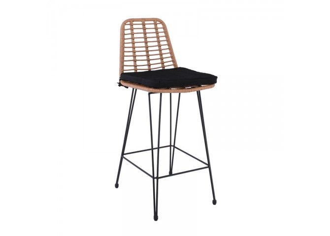 SALSA Bar Stool-Pro with Cushion (Metal Black/Wicker Natural)