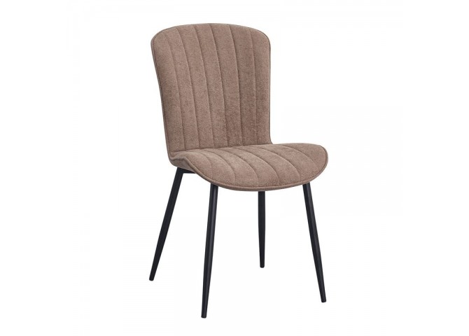 KELLY Chair Black Metal/Cappuccino Mini Boucle Fabric