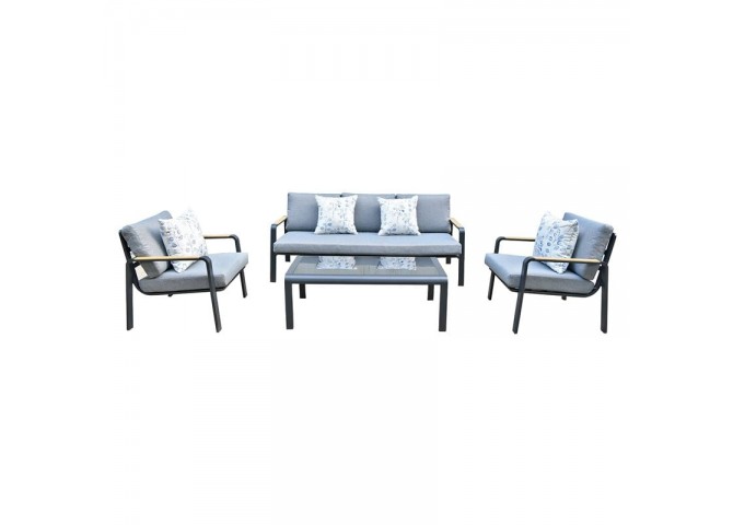 LATINO Set (4pcs) Alu Black/Cushions Grey