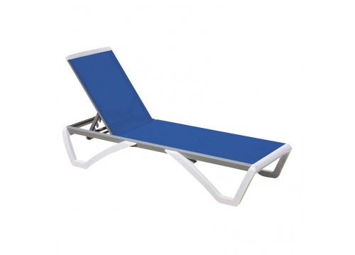 SUMMER K/D Sunlounger ALU, PP White, Textilene Blue