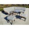 SALSA CORNER Set(Tab.70x70+Corner Sofa+2Stools)Metal/Wicker Natural/Cushion Grey