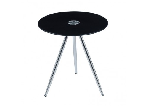 MABEL Side Table D.50xH51cm, Glass Black