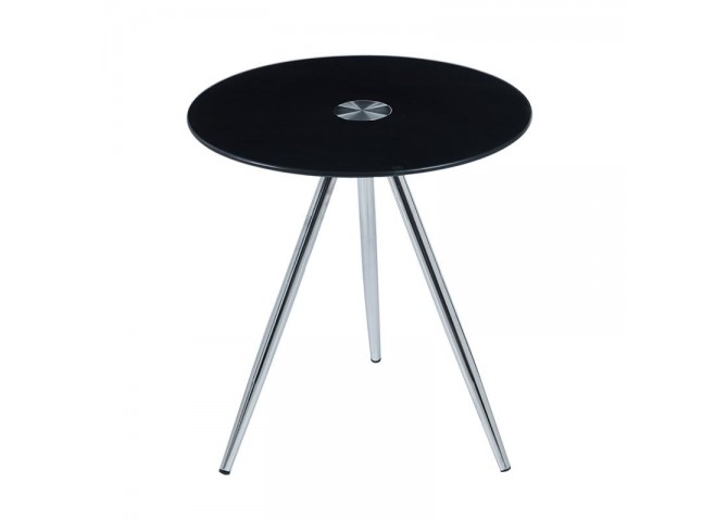MABEL Side Table D.50xH51cm, Glass Black