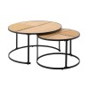 PABLO Set-2 Coffee Tables D.60cm+D.80cm Metal Black/Natural