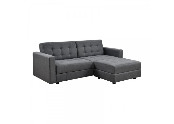 JACKSON Sofabed & Storage Corner Dark Grey Fabric
