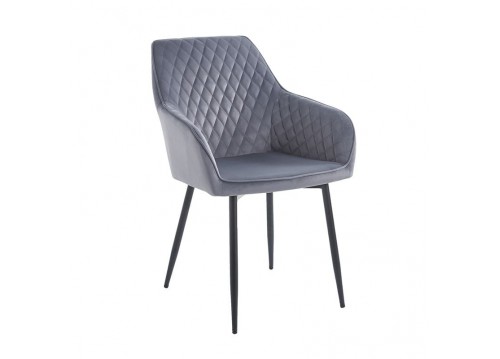 LILA Armchair Metal Black/Fabric Velure Grey