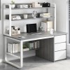 PC Metal Desk 3 Drawers/3 Shelves 120x50x74/147cm White/Grey