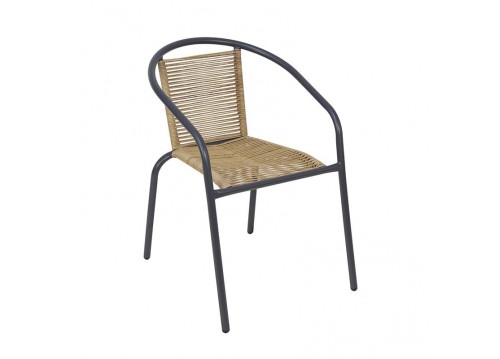 MIKA Armchair Metal Anthracite/PE Rattan Natural