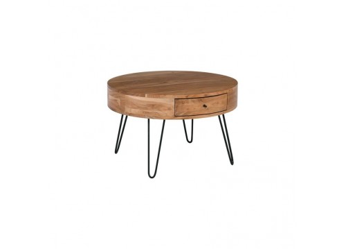 KARIM-W Coffee Table d.70x42 Acacia Natural Finish (Black Paint)