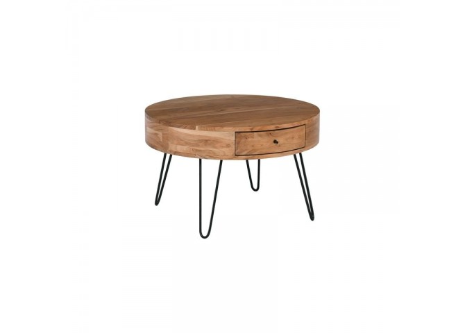 KARIM-W Coffee Table d.70x42 Acacia Natural Finish (Black Paint)