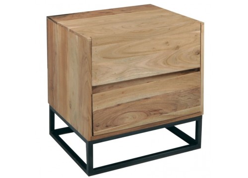 NEPAL-W Bedside 50x40x55 Acacia Natural Finish (Black Paint)