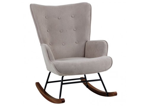 ALMA Rocking Armchair Velure Light Brown/Black Frame/Walnut Base (K/D)
