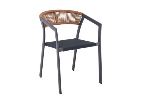 PARMA Armchair Alu Anthracite/Rope Wicker Natural