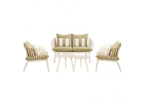 ASTRID Set (5pcs) PP-Metal Cream/Cushions Sandy Green
