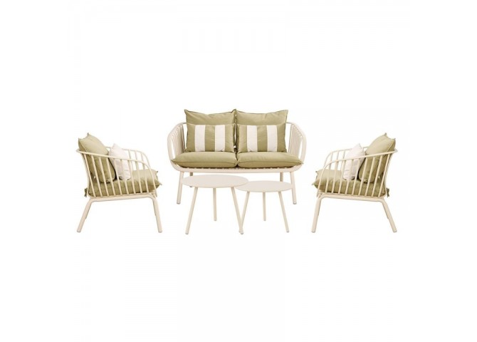 ASTRID Set (5pcs) PP-Metal Cream/Cushions Sandy Green
