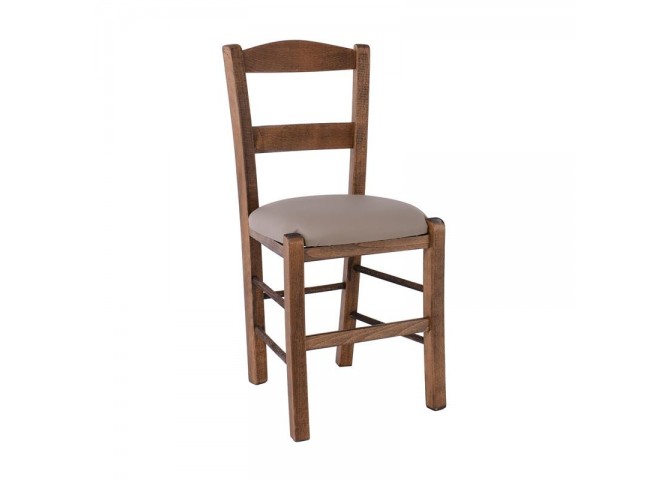 SYROS Beech Chair Impregnation Walnut/Pu Cappuccino