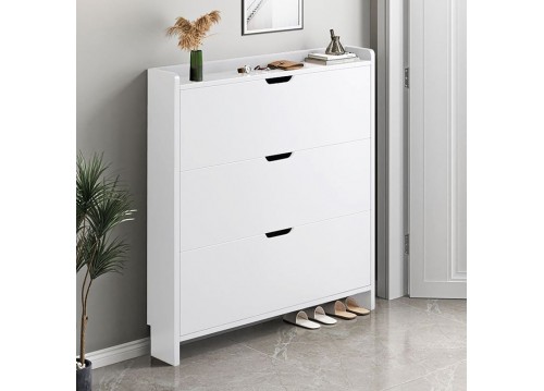SHOE CABINET 80x17x115cm MDF-Melamine White