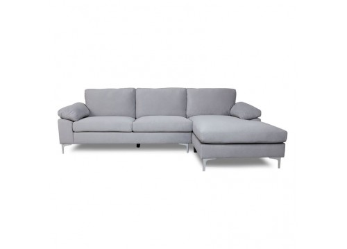 ALEX Corner Sofa Fabric Grey Velure (Left Sitting Chaise)