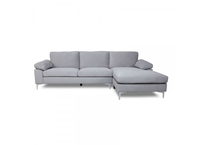 ALEX Corner Sofa Fabric Grey Velure (Left Sitting Chaise)
