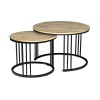 BOZZO Set-2 Coffee Tables D.50cm+D.70cm Metal Black/Mdf Sonoma