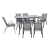 RIO Set (Table 160x90cm+6 Armchairs) Metal Dark Grey/Text.Grey