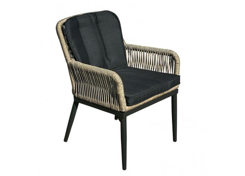 ALLEY Armchair Alu Anthracite/Wicker Natural/Cushions Anthracite
