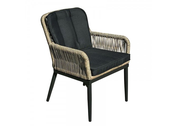 ALLEY Armchair Alu Anthracite/Wicker Natural/Cushions Anthracite